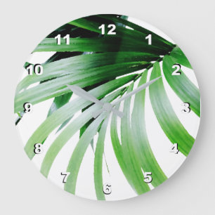 Relógio Grande Folhas tropicais do verde