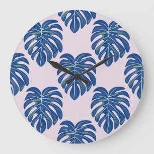 Relógio Grande Folhas Tropicais Fashionáveis Padrão Sem Costura