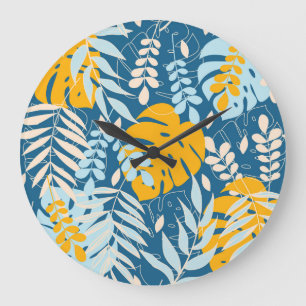 Relógio Grande Folhas Tropicais: Selva Abstrato