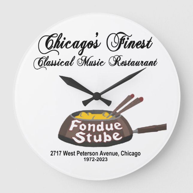 Relógio Grande Fondue Stube, Chicago, Illinois (1972-2023) (Frente)