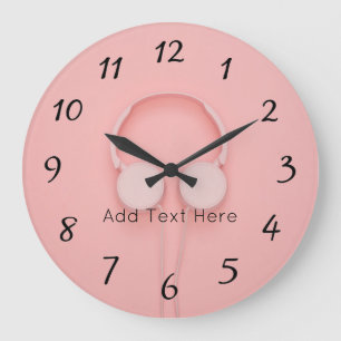 Relógio Grande Fones de ouvido rosa com fios