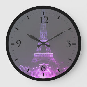 Relógio Grande Fonte Paris Vintage Fontains Torre Eiffel noite Gr