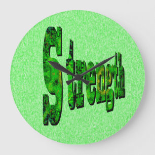 Relógio Grande Força, Palavra Motivacional Verde Dimensional,