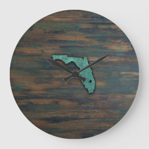 Relógio Grande Forma Rustic Teal Florida