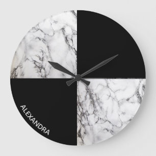 Relógio Grande Formas Geométricas de Pedra Marble Monogramadas
