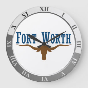 Relógio Grande Fort Worth flag Large Clock