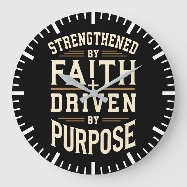 Relógio Grande Fortalecido pela fé, impulsionado por propósito, s (Frente)