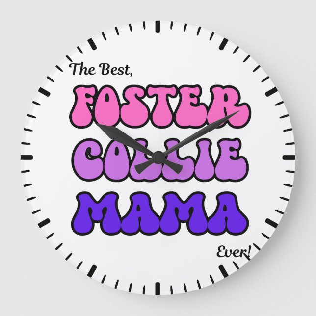Relógio Grande Foster Collie Mom Clock (Frente)