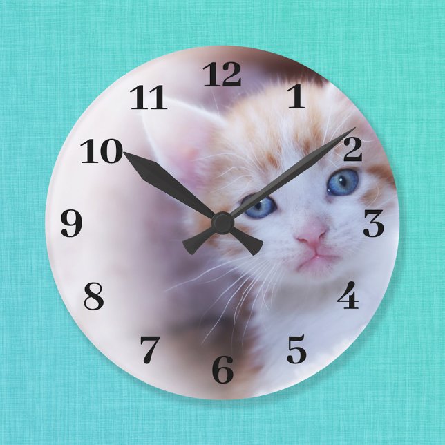 Relógio Grande Foto da família Classy Bold Black Numbers (Create your own photo wall clock.)