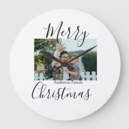 Relógio Grande Foto da família Feliz Natal, moderna e elegante ru