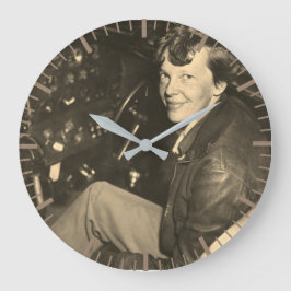 Relógio Grande Foto de Cockpit de Avião Amelia Earhart 1937 