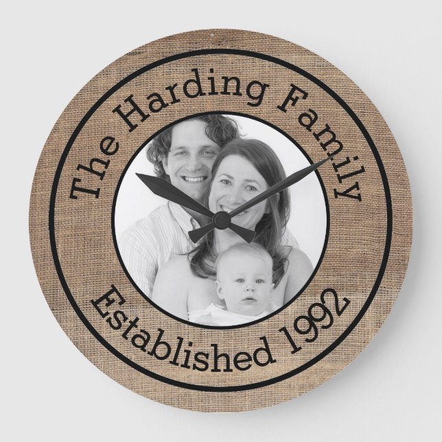 Relógio Grande Foto de família rústica do estilo de serapilheira (Frente)