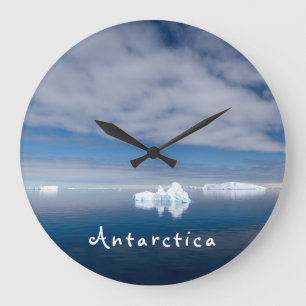 Relógio Grande Foto de gelo flutuante na Antártica com texto