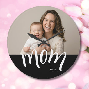 Relógio Grande Foto de Mãe e Bebê Ano de Estabelecimento Personal