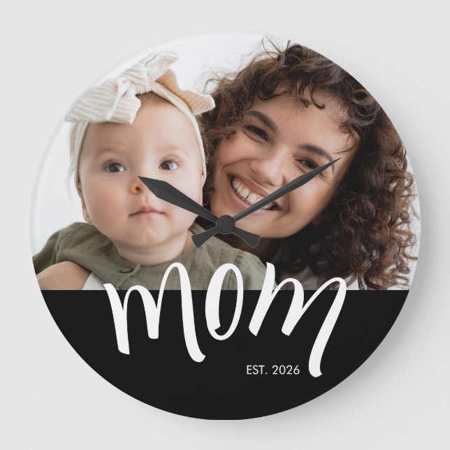 Relógio Grande Foto de Mãe e Bebê Ano de Estabelecimento Personal (Frente)