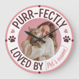 Relógio Grande Foto e Nome Personalizados para Mãe de Gato | Aman