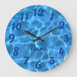 Relógio Grande Foto Personalizada Azul Profundo Numerada