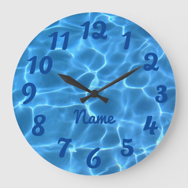 Relógio Grande Foto Personalizada Azul Profundo Numerada (Frente)