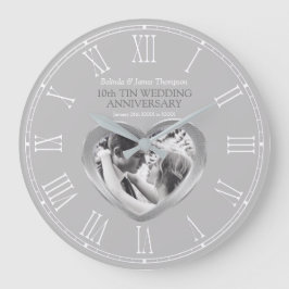 Relógio Grande Foto personalizada do 10º aniversário de casamento