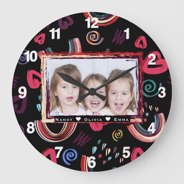 Relógio Grande Foto personalizada do Arco-Íris colorida moderna (Frente)