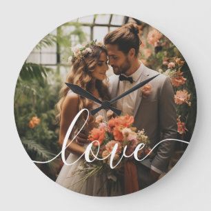 Relógio Grande Foto personalizada do casal 'Love'