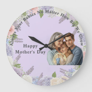 Relógio Grande foto personalizada do dia das mães 