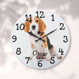 Relógio Grande Foto Personalizada do Gato Cachorro do Pet Nome