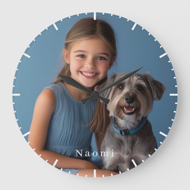 Relógio Grande Foto personalizada e nome (Frente)