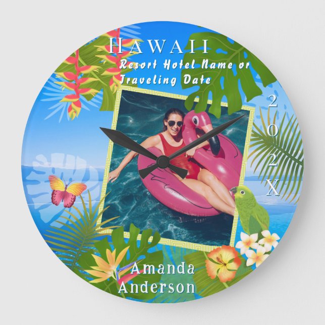 Relógio Grande Foto Tropical Paradise Memory Sea (Frente)