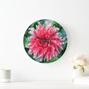 Relógio Grande Fotografia de Flor Rosa, Dahlia Canadense