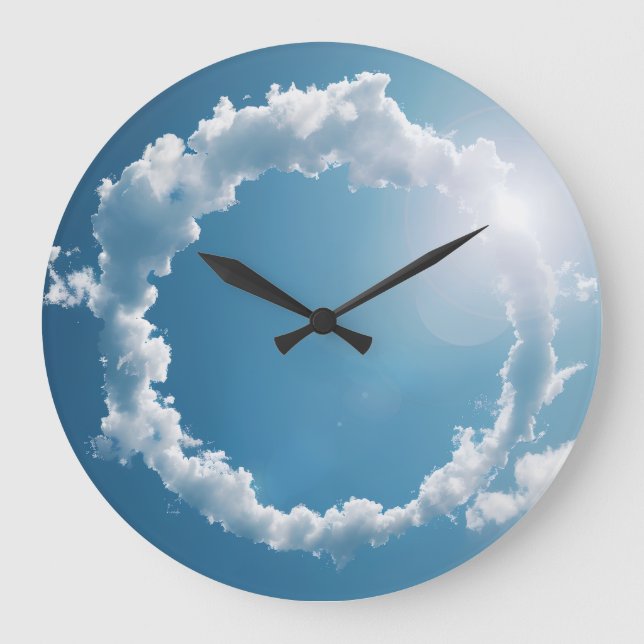 Relógio Grande Fotografia de Nuvens Céu Azul  (Frente)