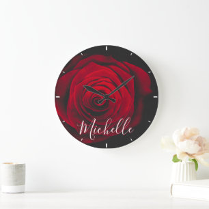 Relógio Grande Fotografia personalizada da colheita da rosa verme