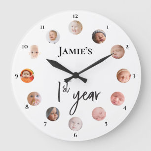 Relógio Grande Fotos personalizadas de 12 meses do primeiro ano d