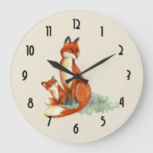 Relógio Grande Fox de Momma e ilustração da aguarela do bebê
