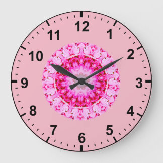 Relógio Grande Fractal de Gerânio Rosa