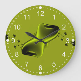 Relógio Grande Fractal Preto e Verde Neon