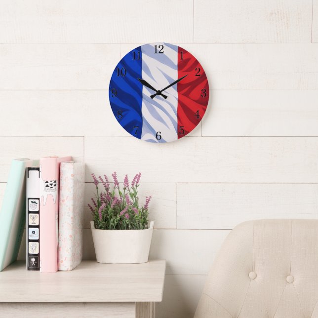 Relógio Grande France Flag Wall Clock (Illustrated Version) (Sala de leitura)