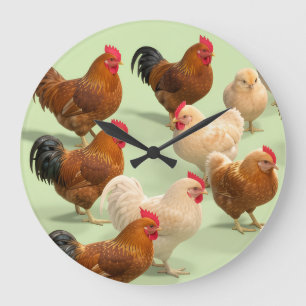 Relógio Grande Frango em fundo verde claro