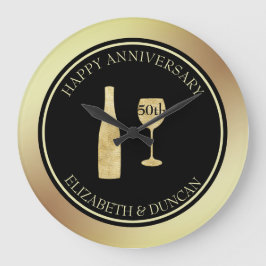 Relógio Grande Frasco E Vidro Dourados