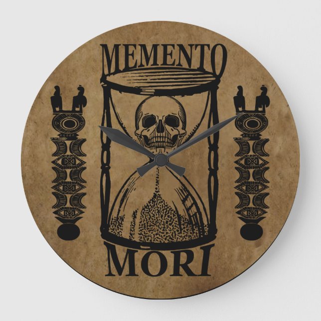 Relógio Grande Frase em Latim - Aproveite o Dia - Caveira Memento (Frente)