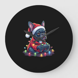Relógio Grande French Bulldog Controle de Video Game Luz Neve Sa