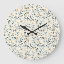 Relógio Grande French Retro Spring Botanical Floral Wall Clock