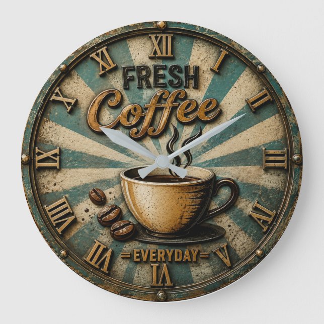 Relógio Grande Fresh Coffee Everyday (Frente)