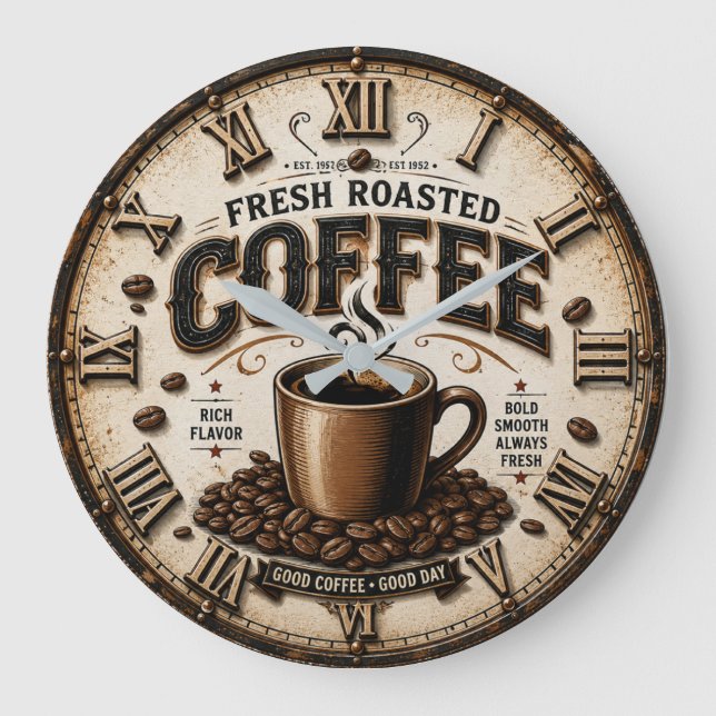 Relógio Grande Fresh Roasted Coffee  (Frente)