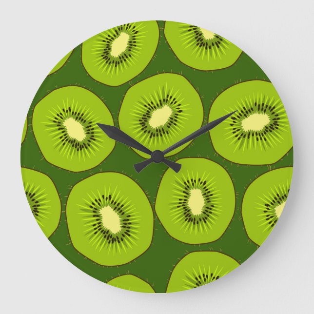 Relógio Grande Fruta de Kiwi: verde escuro. (Frente)