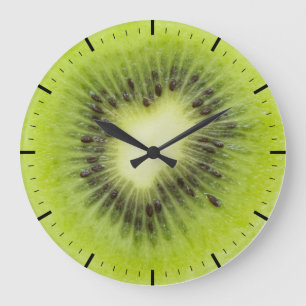 Relógio Grande Fruta fresca de kiwi. Fechamento de fatias redonda