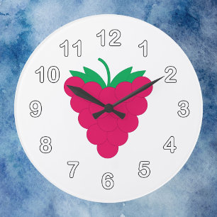 Relógio Grande Fruta Rosa Framboesa com Números
