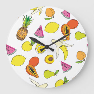 Relógio Grande Fruta Suculenta, Padrão Sem Olhos Vintage.
