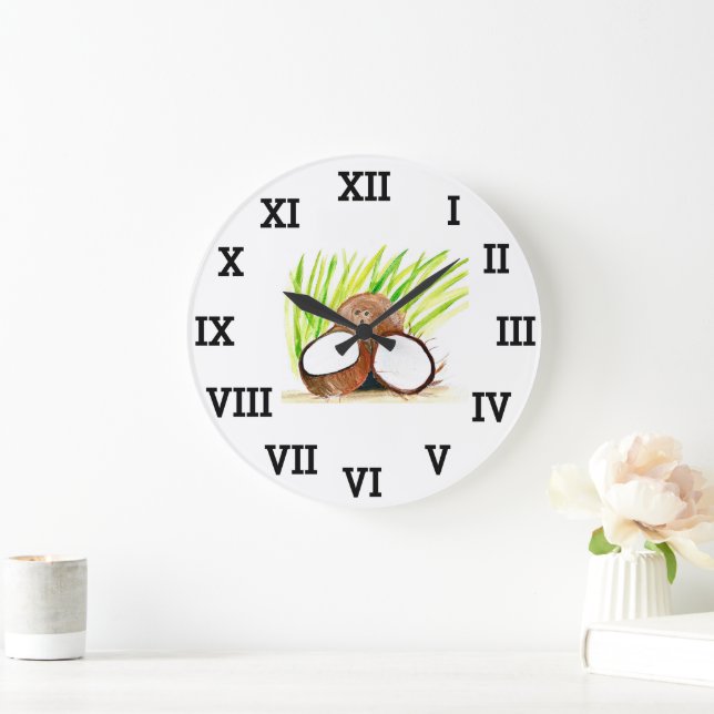 Relógio Grande Fruta tropical de coco Comida de verão (Lar)