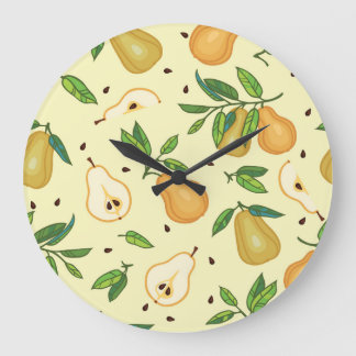 Relógio Grande Frutas Amarelas: Ilustração Vintage.
